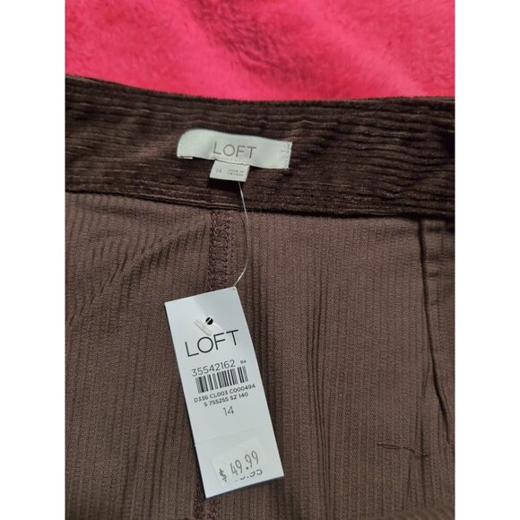 LOFT Brown Corduroy Skirt Women's Size 14 NWT Pockets - Picture 4 of 8